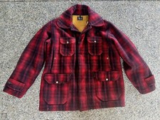Woolrich Vintage 40s Wool Hunting Jacket Red Black Buffalo Plaid Sz XL