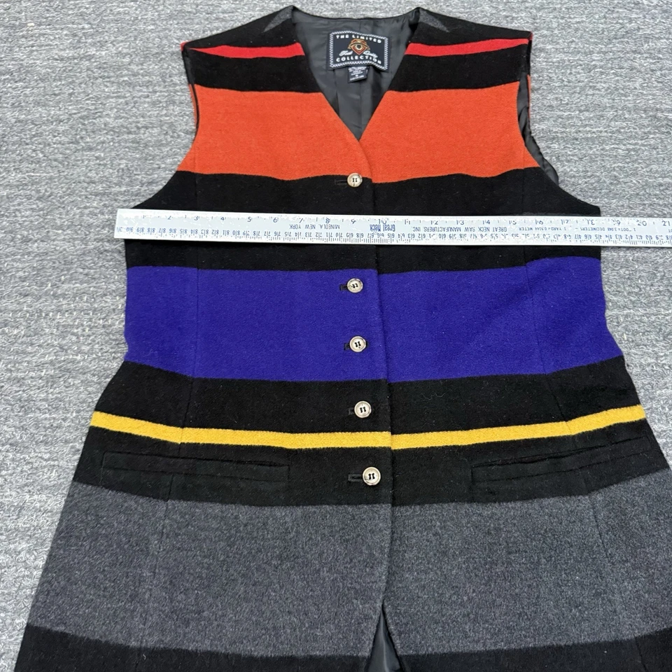 Chaleco De Colección The Limited Mujer Mezcla de Lana Mediana Rayas Colorido Años 90 Y2K Preppy Foto 4 de 4