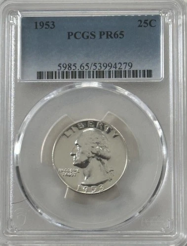 1953 Proof Washington Quarter PCGS PR65