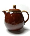 VINTAGE Hull Brown Drip Glaze Teapot 32oz USA OVEN PROOF Pottery Mid-Century MCM