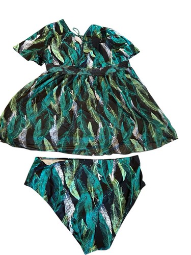 Shein Damen Badekleid Größe 5XL US 22 2-teilig Tropical Badekleid mit Unterteil Neu ohne Etikett - Bild 2 von 5