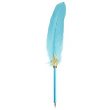Feather Ballpoint Pens Bulk, Black Ink Quill Writing Pens, Sky Blue