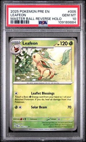 PSA 10 Pokémon - Leafeon Master Ball Prismatic Evolutions 005/131