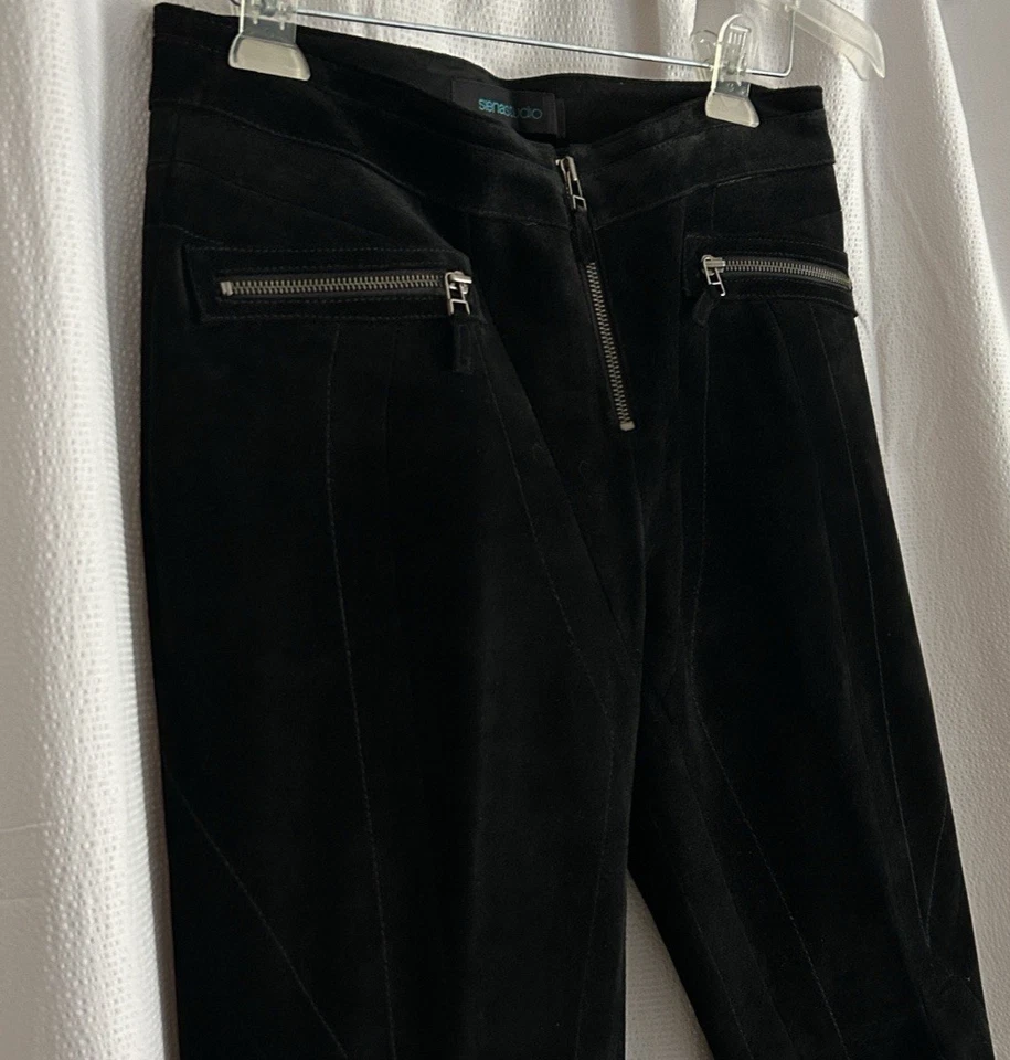 Pantalones de gamuza negros Siena Studio con detalles de cremallera, talla 4 Foto 4 de 4