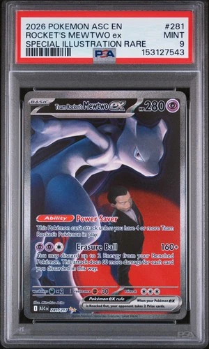 2026 POKEMON ASC SPECIAL ILLUSTRATION RARE #281 TEAM ROCKET'S MEWTWO EX PSA 9
