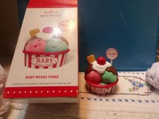 Hallmark Keepsake 2015 baby makes three Christmas Ornament in Box