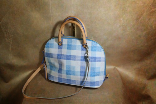 DOONEY & BOURKE QUADRETTO GINGHAM CHECK BLUE, AQUA, WHITE SATCHEL/ CROSSBODY BAG - Picture 5 of 21