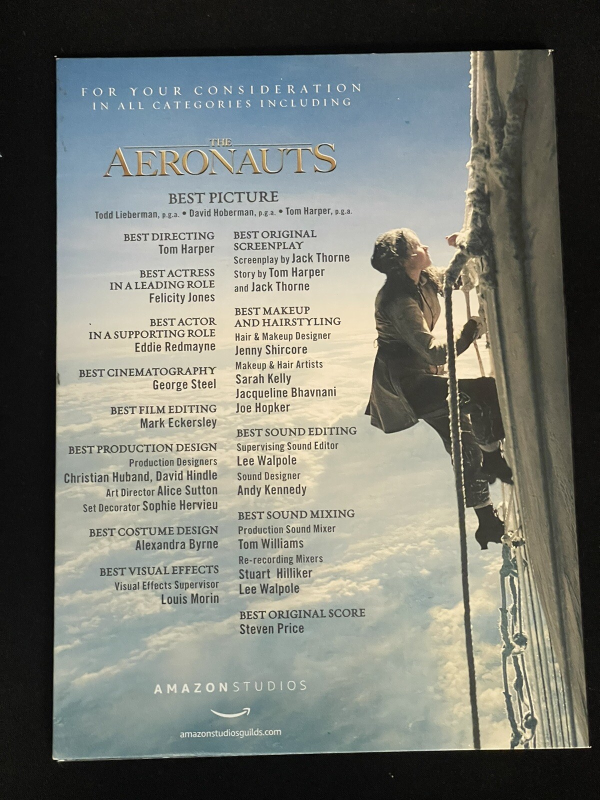 The Aeronauts (DVD, 2019, FYC Screener, Amazon) Eddie Redmayne