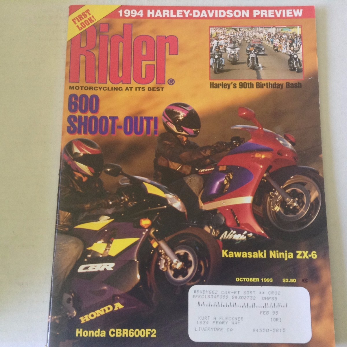 Rider Magazine 600 Shootout Kawasaki Ninja ZX-6 October 1993