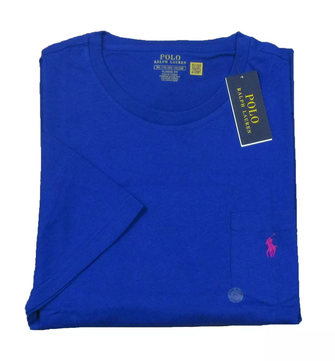 Polo Ralph Lauren Big Tall Men s Royal Blue Solid Crew Neck Pocket T Shirt