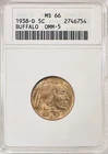 1938-D /S OMM-5 Buffalo Nickel ANACS (Soapbox) MS66