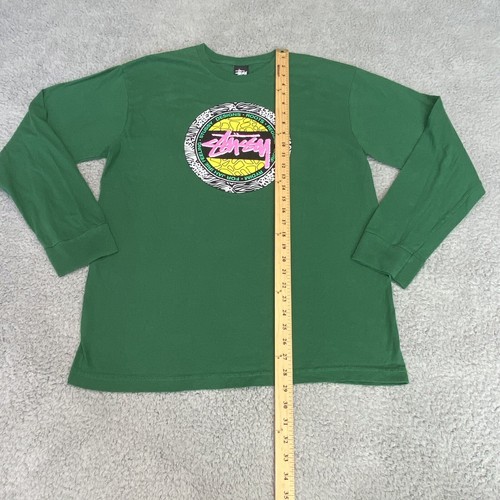Stussy Shirt Herren groß langarm grün Logo Reggae Surfen Rydim Rundhalsausschnitt L - Bild 5 von 9