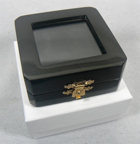 6 cajas de monedas de madera marrón oscuro con interior de terciopelo negro (SOLO CAJA) - Imagen 5 de 6