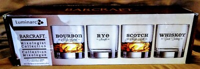 LUMINARC BARCRAFT MIXOLOGIST SET 4 ''ON THE ROCKS'' GLASSES 10 0Z BOXED NEW GIFT!!