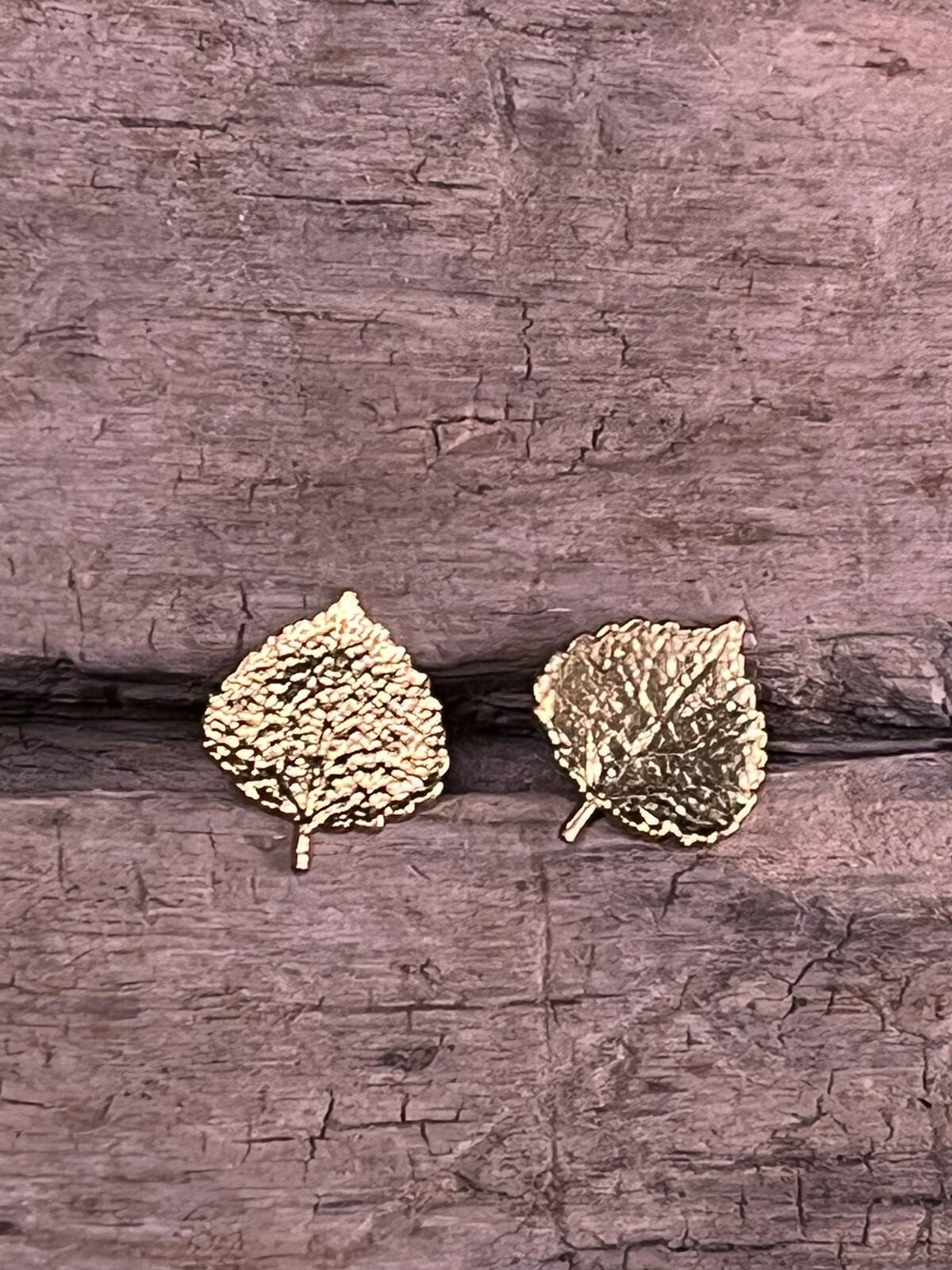 GOLD DIPPED LEAF STUD EARRINGS.50” - image 2