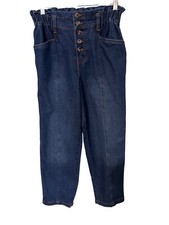 Time and Tru High-Waist Button Fly Denim Jeans Sz 6 With Elastic Waistband