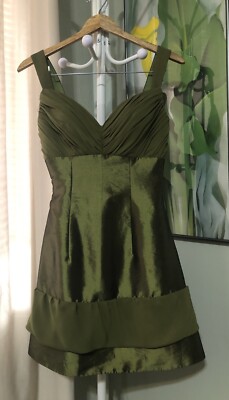 Unbranded Olive GREEN RUFFLED TAFFETA Chiffon COCKTAIL PARTY DRESS | eBay Unbranded Olive GREEN RUFFLED TAFFETA Chiffon COCKTAIL PARTY DRESS | eBay