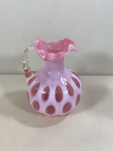Fenton Coin Spot Dot 6 7/8" Pitcher with Ruffled Top - Picture 3 of 7