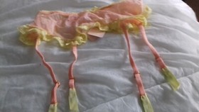 AGENT PROVOCATEUR RARE PEACH/LEMON SIERRA SUSPENDER 4 LARGE UK12 BNWT ionisation