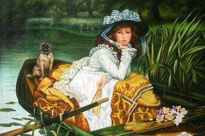 High Quality Oil Painting "Young Lady in a Boat" 24"x36" | eBay