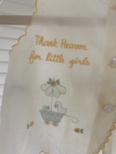 Vintage Baby Top with Embroidery "Thank Heaven for Little Girls" - Scalloped Hem - Picture 2 of 7