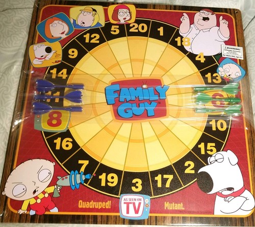 THE FAMILY GUY COLORFUL TIN METAL DARTBOARD W 8 MAGNETIC DARTS MIP 16"X 16" RIX - Picture 2 of 5