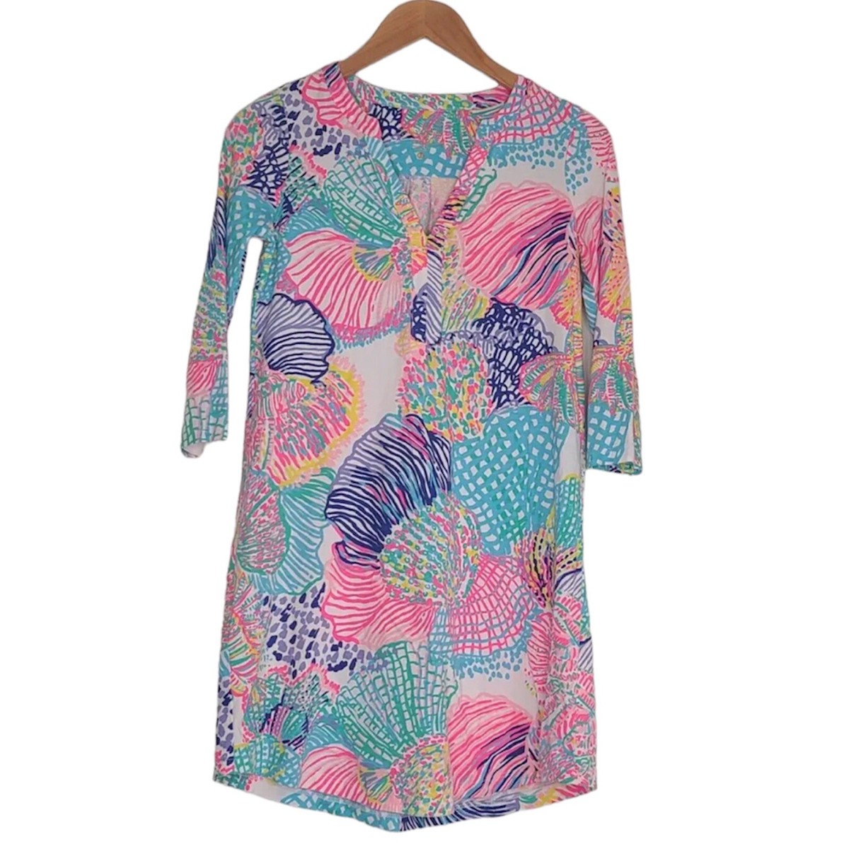 Lilly Pulitzer Roar of the Seas Ali V Neck 3/4 Sleeve Dress Size - Main Image