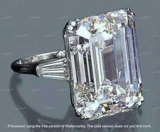 3 Ct Emerald Cut Lab-Created Diamond Engagement Ring 14K White Gold Plated