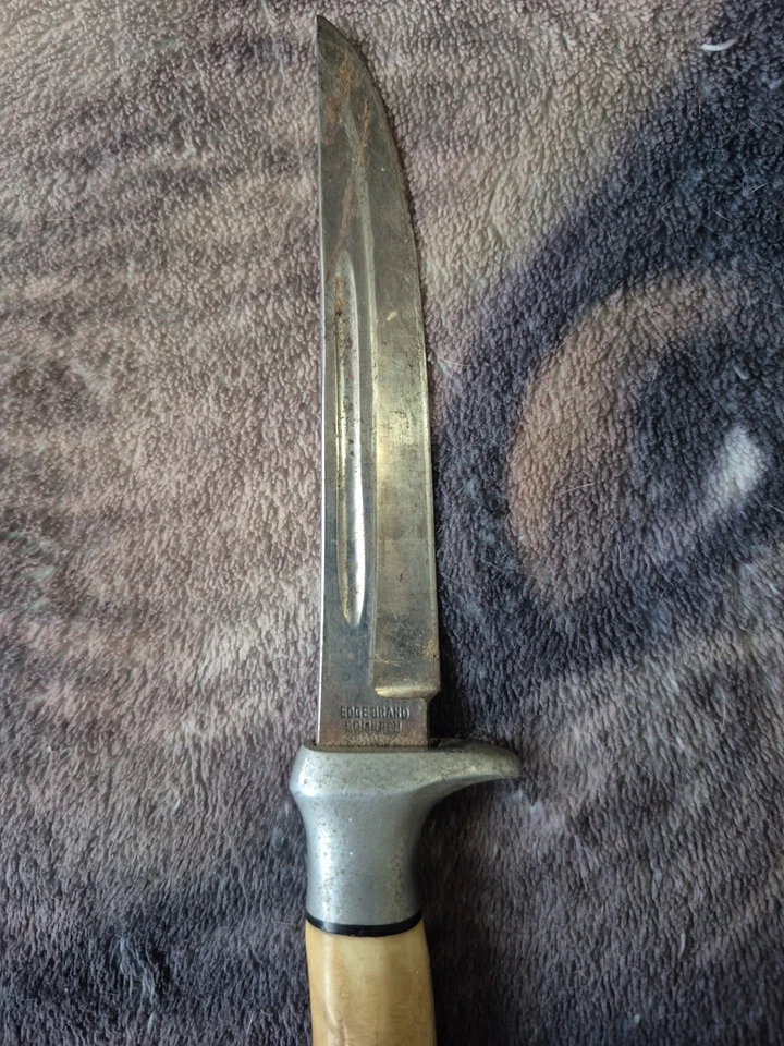 Cuchillo de caza de hoja fija vintage Edgemark Solingen, Alemania ciervo  Foto 3 de 4