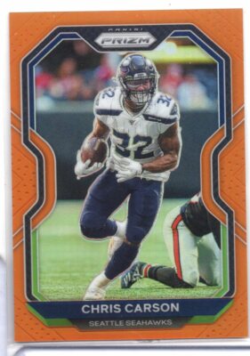 Chris Carson Seahawks Refractor 2020 ORANGE Panini Prizm 199/249 042021ATCD35