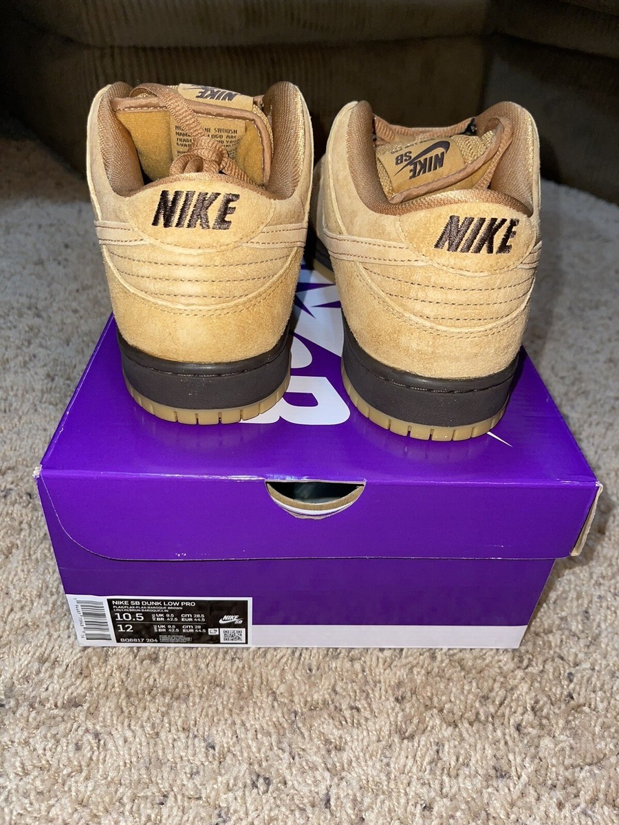 NIKE SB DUNK LOW PRO ”WHEAT MOCHA” Size 8M - Nike Dunk Low SB Pro Wheat Mocha Brown Low Top