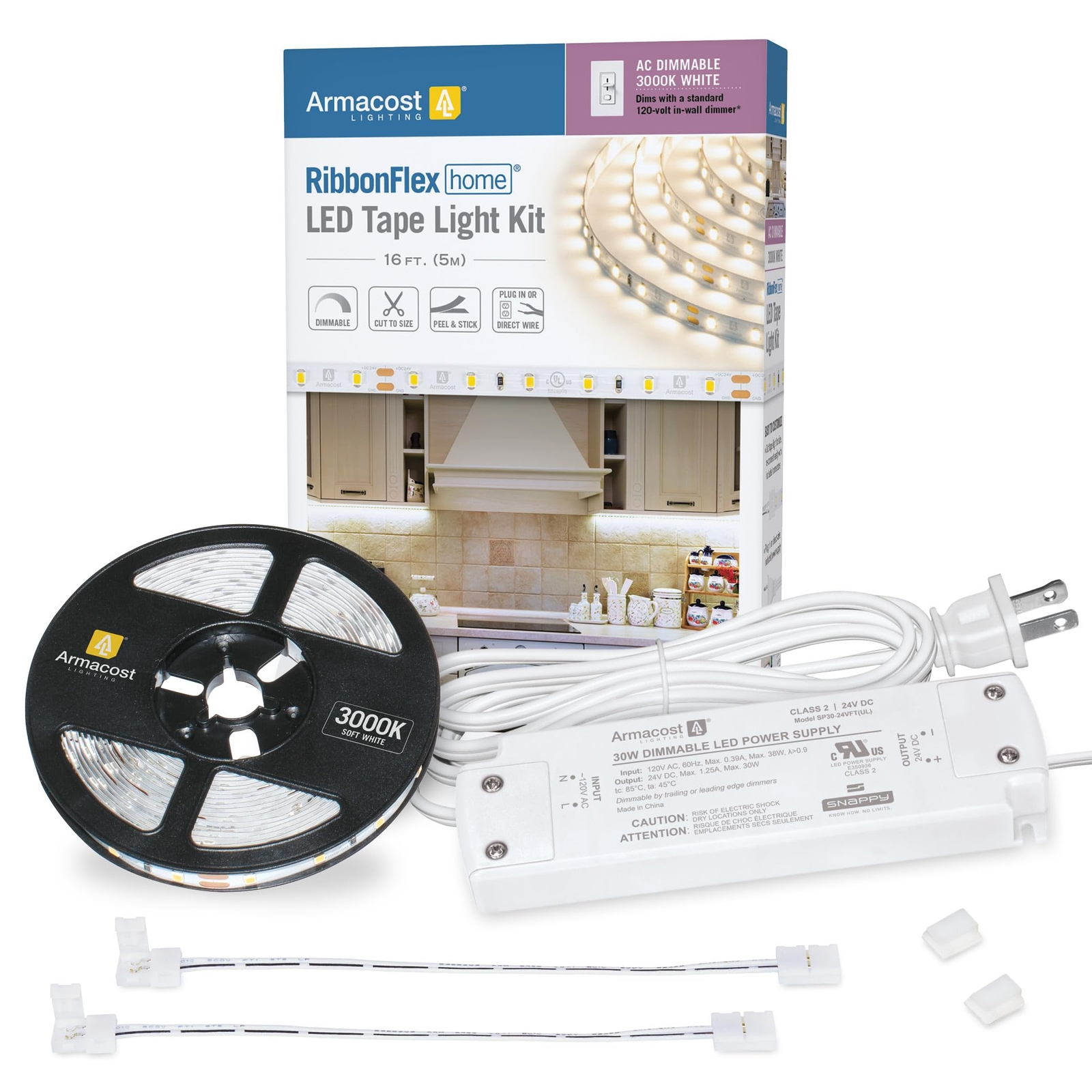 Armacost Lighting 421502 Ribbon Flex Home LED Tape Light Kit, 16 ft, AC Dimma...