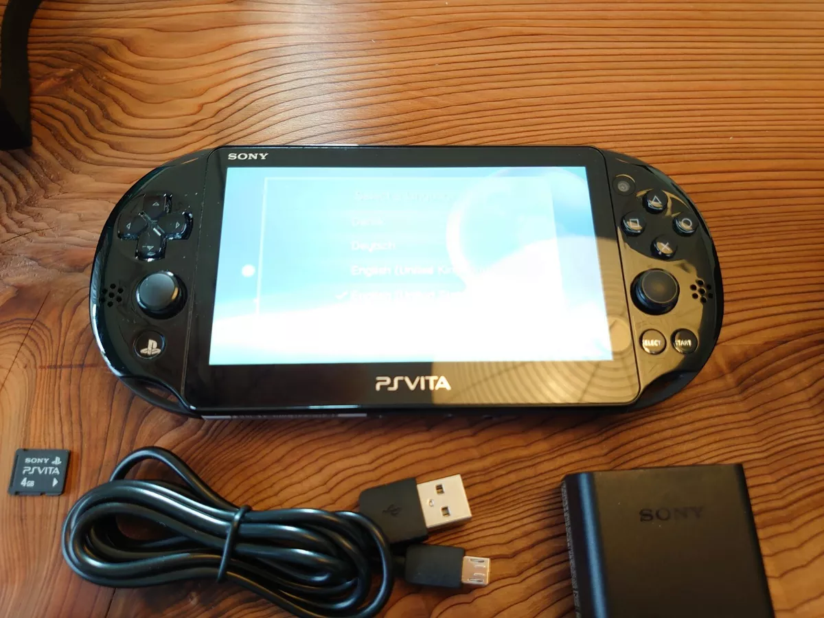 Sony PS Vita PCH-2000 ZA11 slim Black Console with Charger, 4GB memory,  Pouch