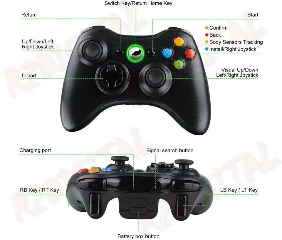 Controller Joypad Xbox Wireless Senza Fili Compatibile XBOX 360 PC Gamepad - Immagine 3 di 4