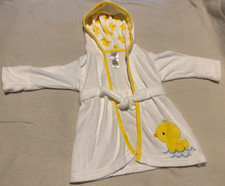 Just One You Baby's White Yellow Ducks Terry Robe with Hood Size 0-9 Months