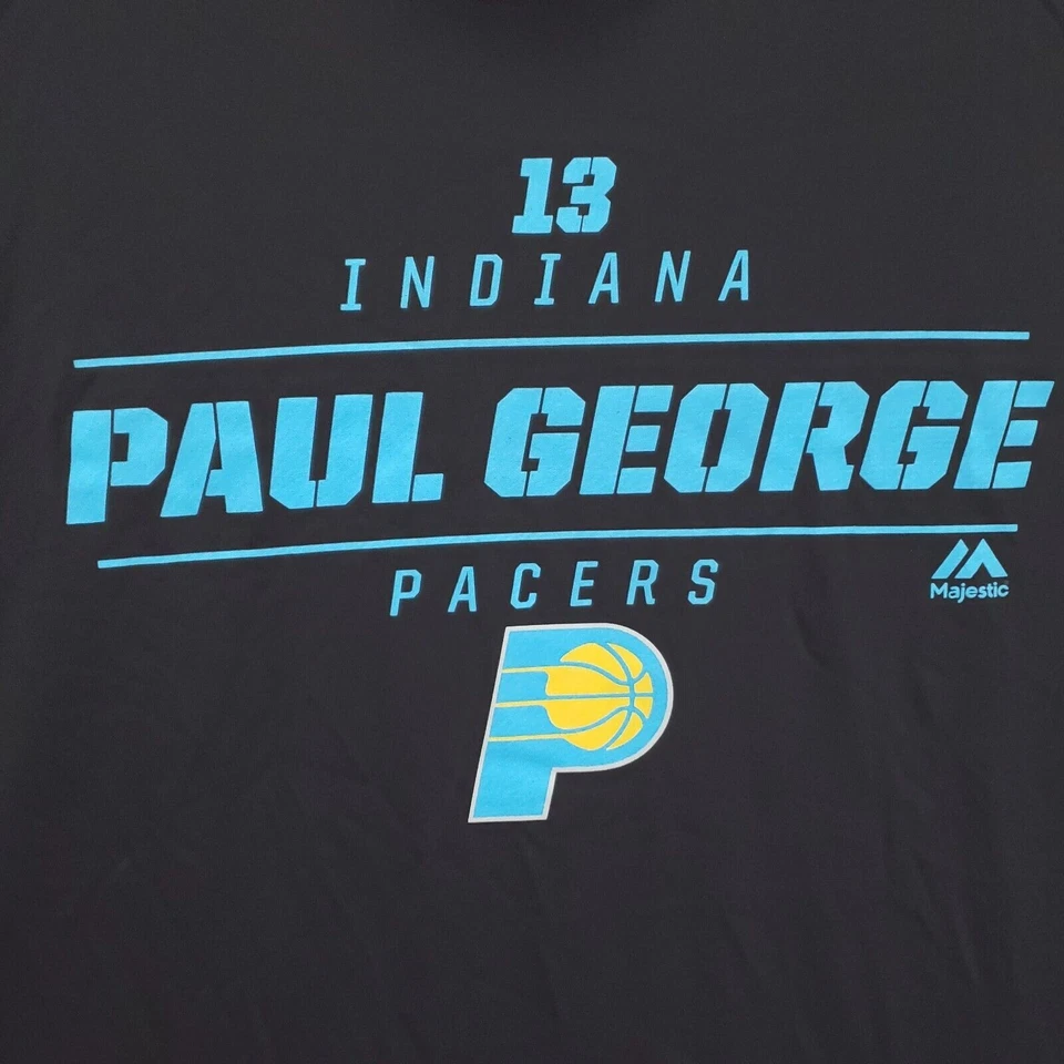 Majestic Indiana Pacers Paul George 衬衫男式 XL 黑色灰色 Raglan 长袖 — 第 4/4 张图片
