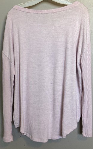 GAP Women’s XL Pink Blouse Lightweight Long Sleeve Polyester Rayon Ribbed Top - Picture 4 of 5