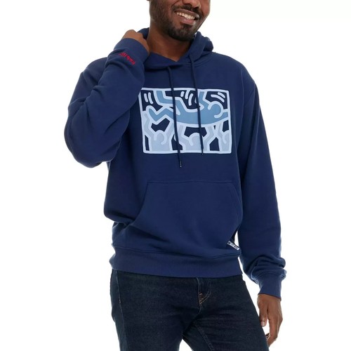 Keith Haring Men's Relaxed Fit Kangaroo Pocket Graphic Hoodie, Blue, Small - 4s6 - Picture 2 of 4