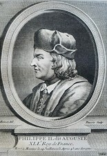 PHILIPPE II DIT AUGUSTE 41e ROI DE FRANCE (1180-1223) PORTRAIT GRAVURE DE 1770