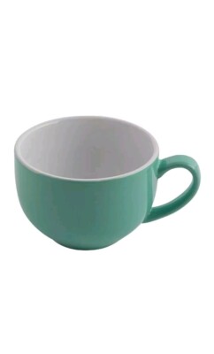 Olympia Cafe Cappuccinotassen in Aqua aus Steinzeug 340ml / 12oz, 9 Stück