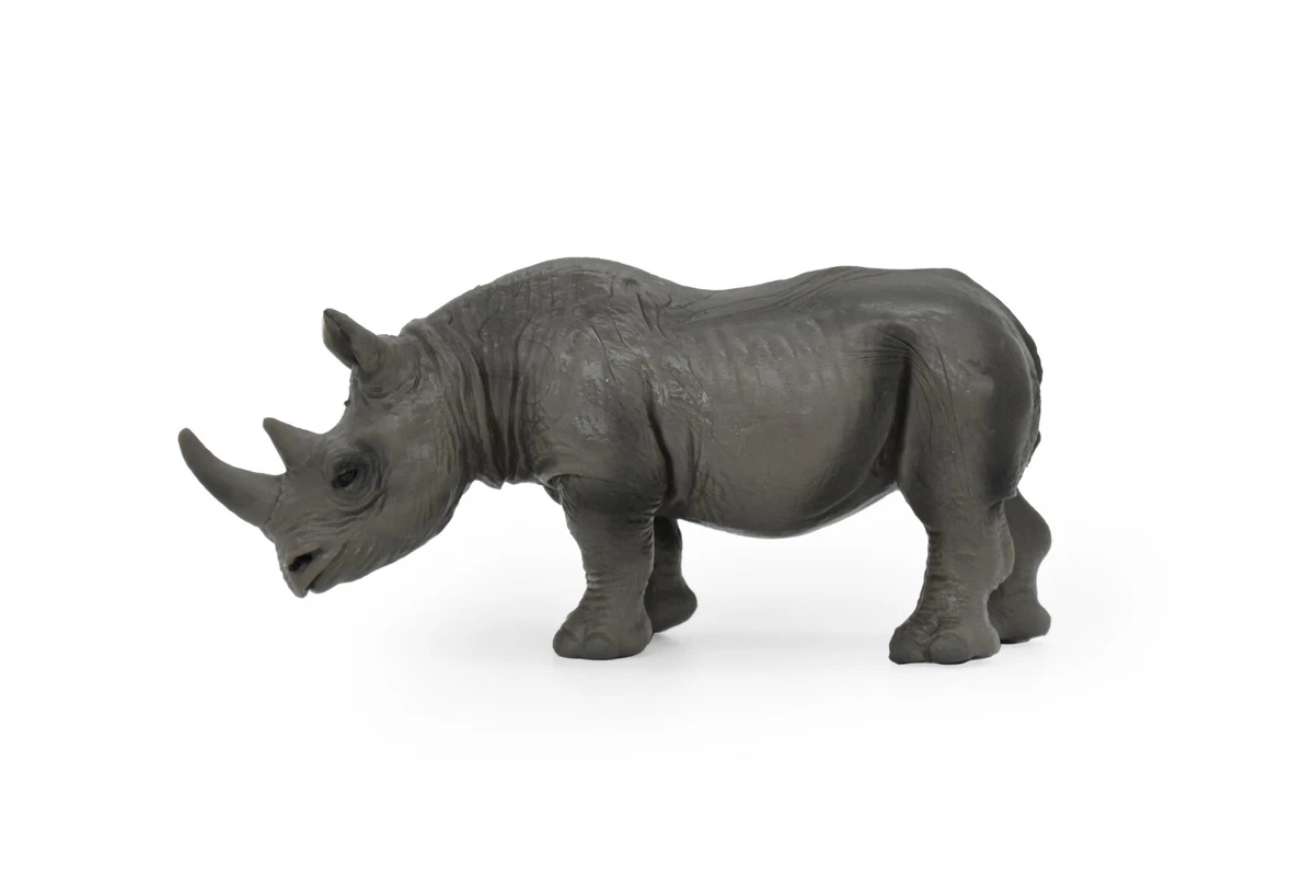 Rhino Rhinoceros Toy Animal Realistic Rubber Model Hand Painted Figurine 5