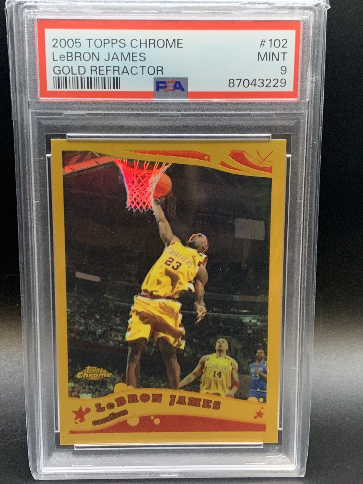 LeBron James 2005-06 Topps Chrome #102 Gold Refractor Serial #24/99 PSA 9