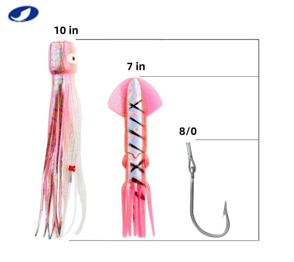 Señuelo de arrastre aparejado con cadena Teaser bolsa de señuelo de pesca de agua salada con gancho circular Foto 3 de 4