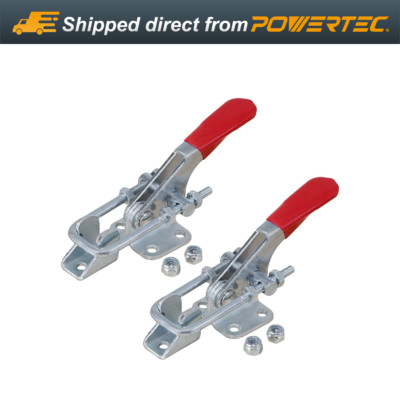 POWERTEC 20310-P2 Latch-Action Toggle Clamp Threaded U Bolt and Vinyl Grip, 2 PK