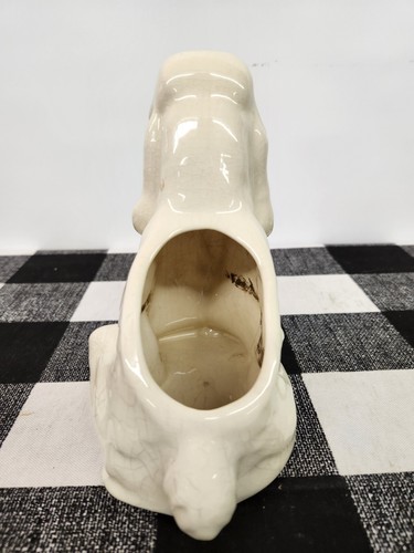 Vintage Glazed Ceramic Off White Cocker Spaniel Dog Planter. - Picture 4 of 24