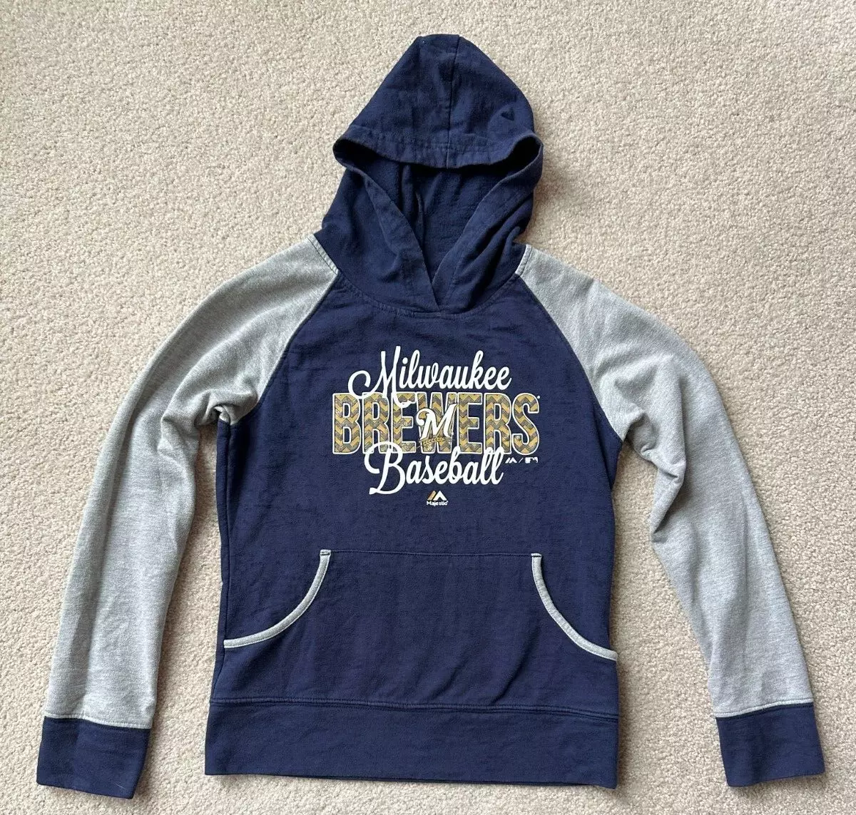 Milwaukee Brewers Girls Youth Lightweight Hoodie by Majestic Size M (8-10)