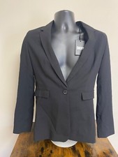 DKNY Women's Black Notch Collar Long Sleeve Single Button Blazer Coat Size 2 NWT