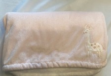 Carters Baby Blanket Giraffe Pink and White Plush 38x28 inches