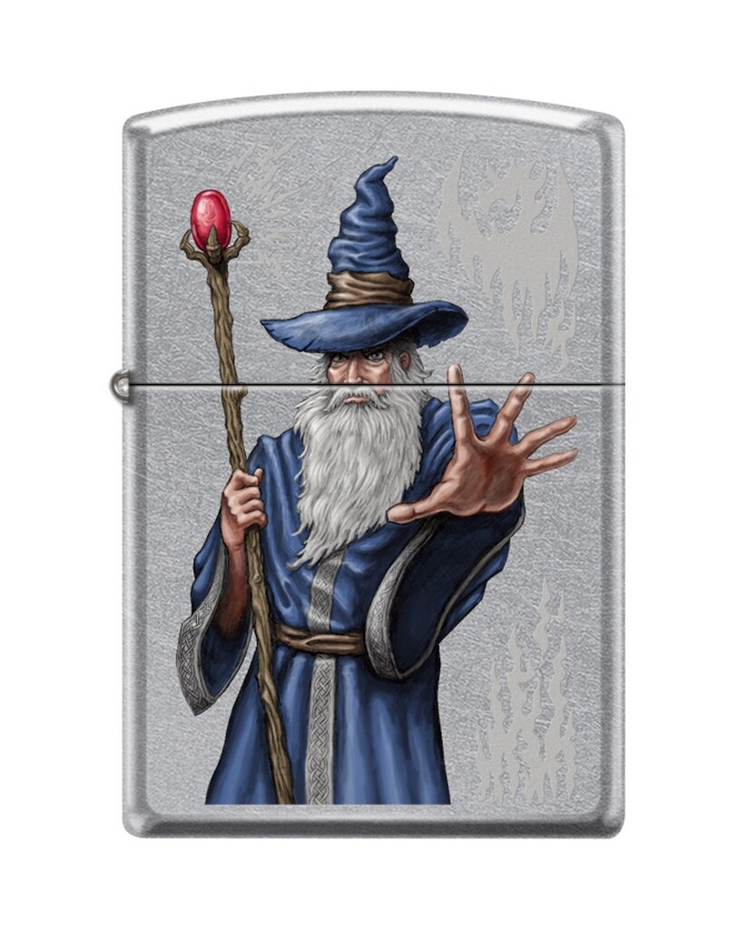 Zippo 82259 wizard old man staff magic hat robe beard fantasy Gandalf Lighter