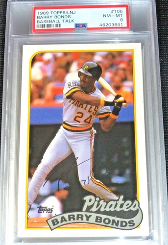 1989 TOPPS BASEBALL TALK ~ BARRY BONDS PITTSBURGH PIRATES #106 PSA 8
